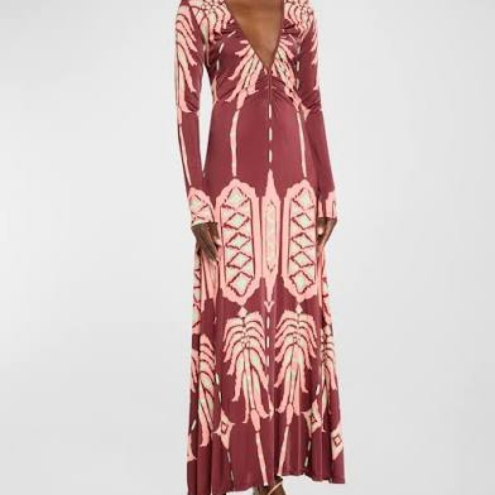 Elegant Pink and Cream Maxi Dress